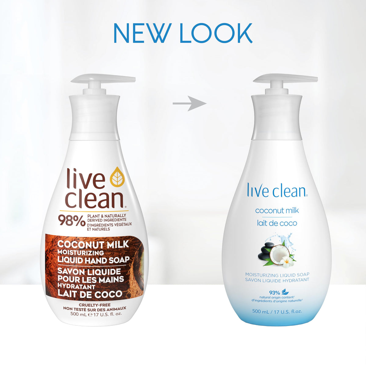 Live Clean label and ingredient list visible, communicates plant-based formulation