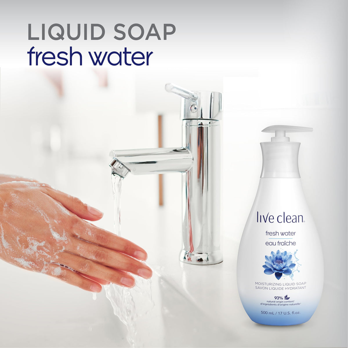 Live Clean label and pump detail focusing on ingredients and ease of use