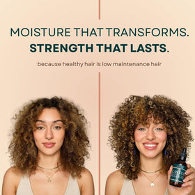 Live Fraiche hair treatment use on ends illustrating frizz control and shine