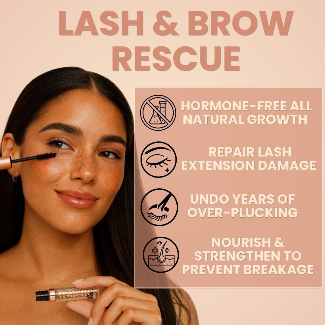 Live Fraiche lash and brow before-after illustration showing repair potential