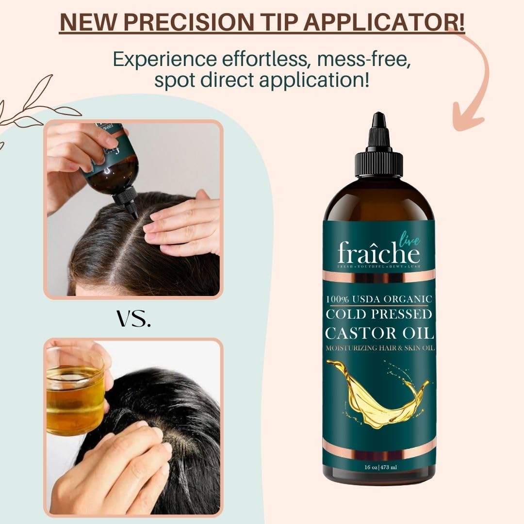 Live Fraiche oil pouring to show rich cold‑pressed texture and absorbent consistency
