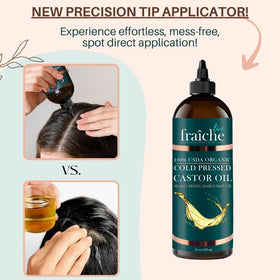 Live Fraiche oil pouring to show rich cold‑pressed texture and absorbent consistency