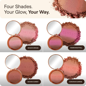 Live Tinted applying bronzer to cheeks demonstrating natural sun-kissed glow