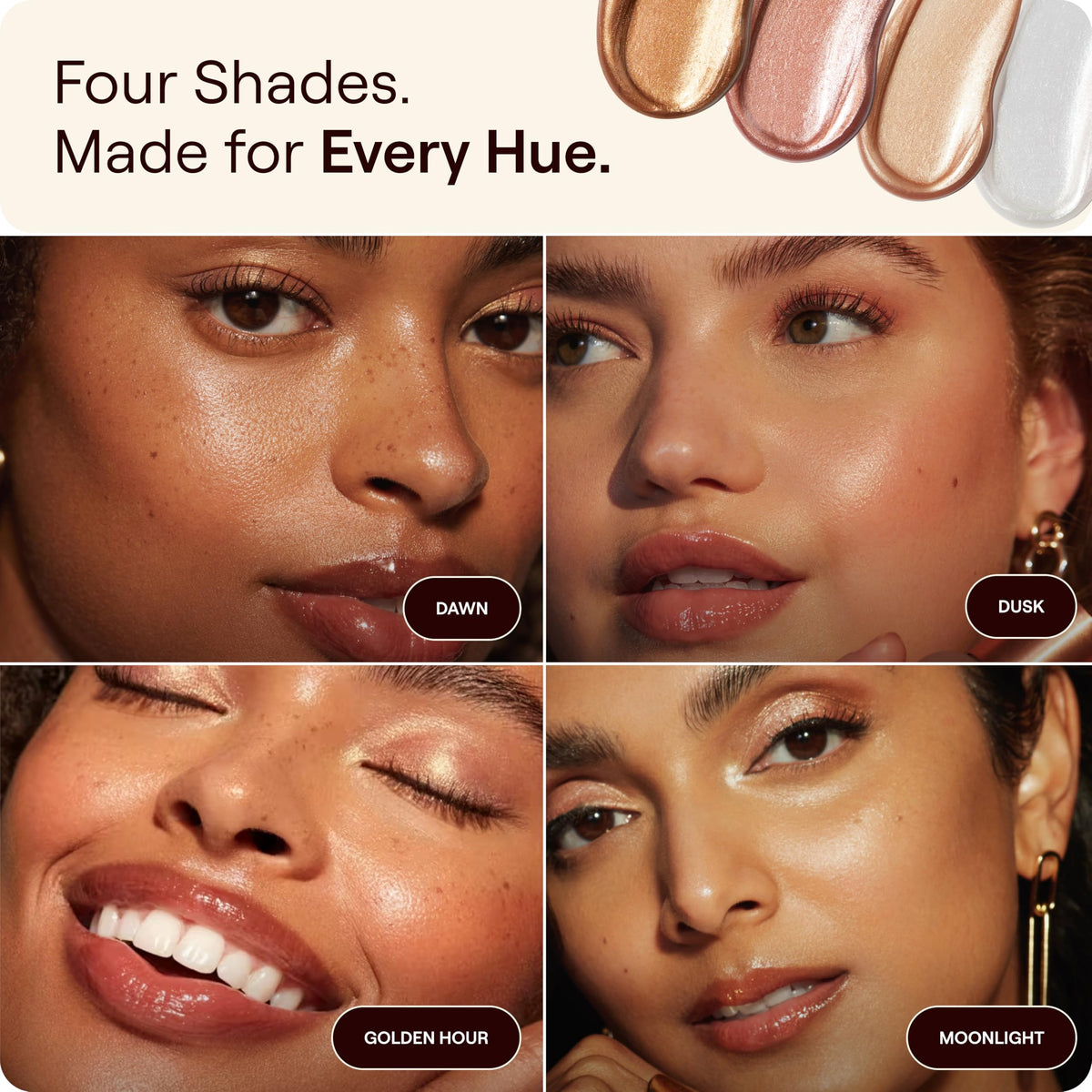 Live Tinted shoulder shimmer application illustrating body glow and even sheen