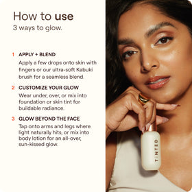 Live Tinted Hueglow mixed into foundation to show customizable radiance and seamless integration