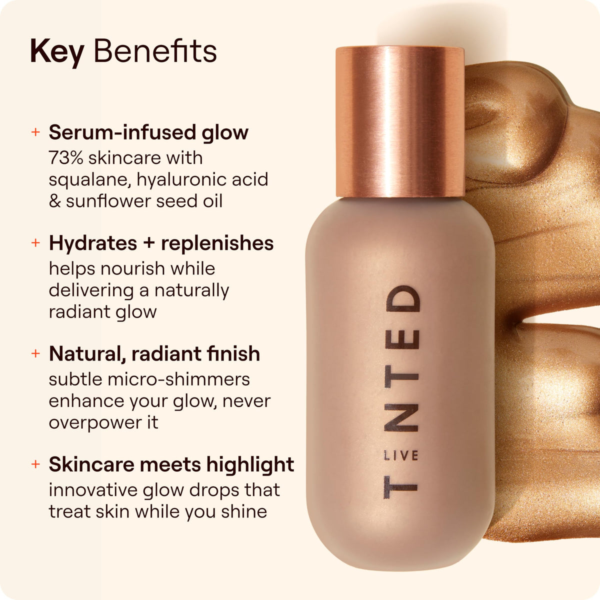 Live Tinted swatches on arm displaying Dusk shade gradient to help choose correct glow intensity