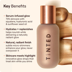Live Tinted swatches on arm displaying Dusk shade gradient to help choose correct glow intensity