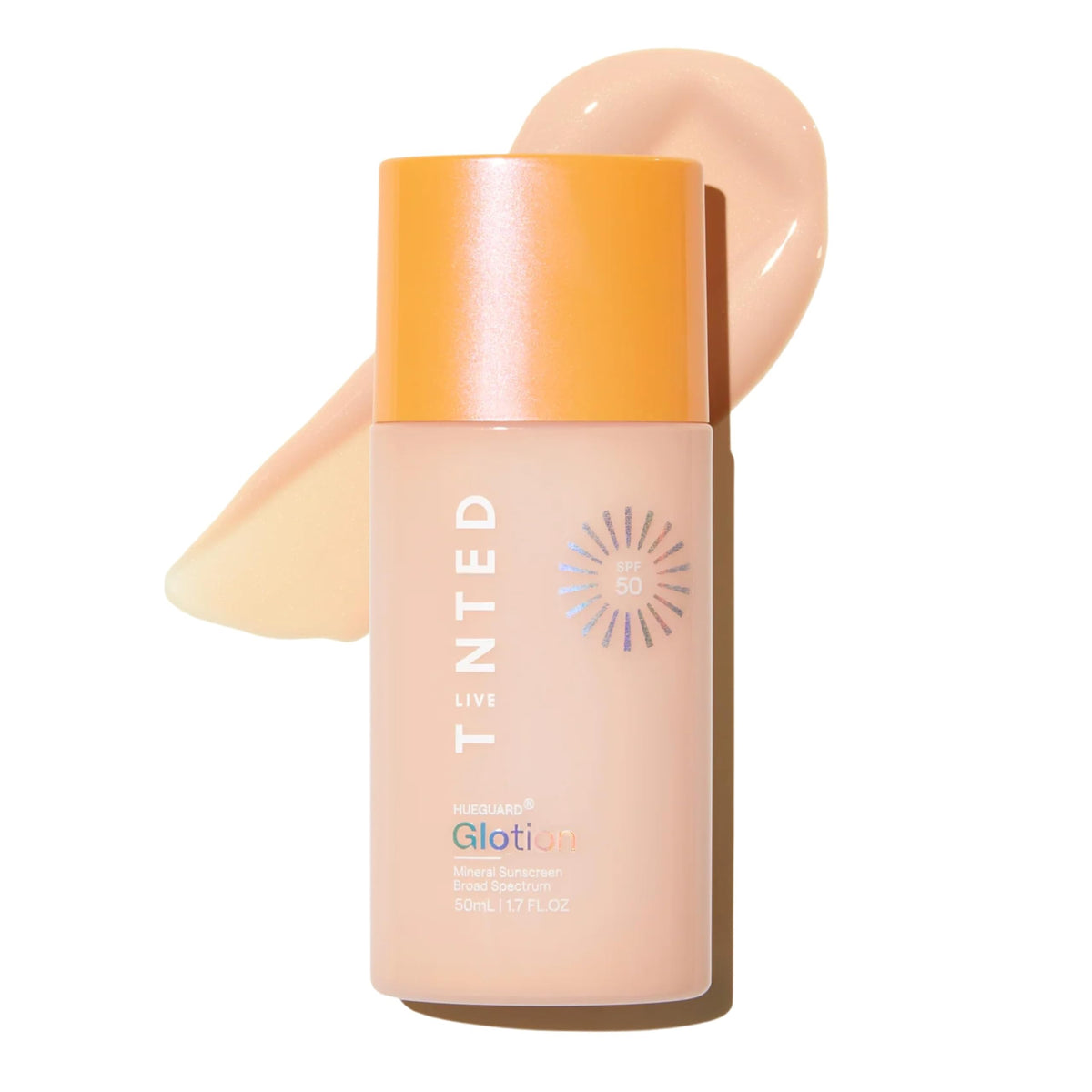 Live Tinted front packaging showing SPF 50 and tinted sunscreen benefit