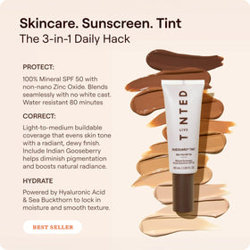 Live Tinted Hueguard close-up texture showing dewy, blendable lotion