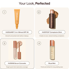 Live Tinted Hueskin lifestyle image of woman wearing concealer showing natural, radiant effect