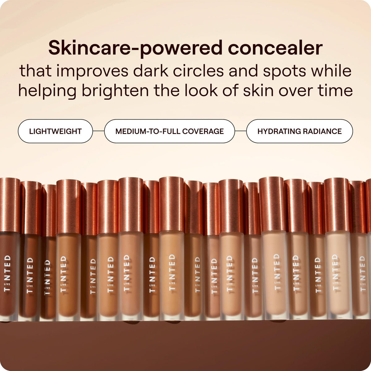 Live Tinted Hueskin tube application close-up demonstrating creamy applicator and coverage