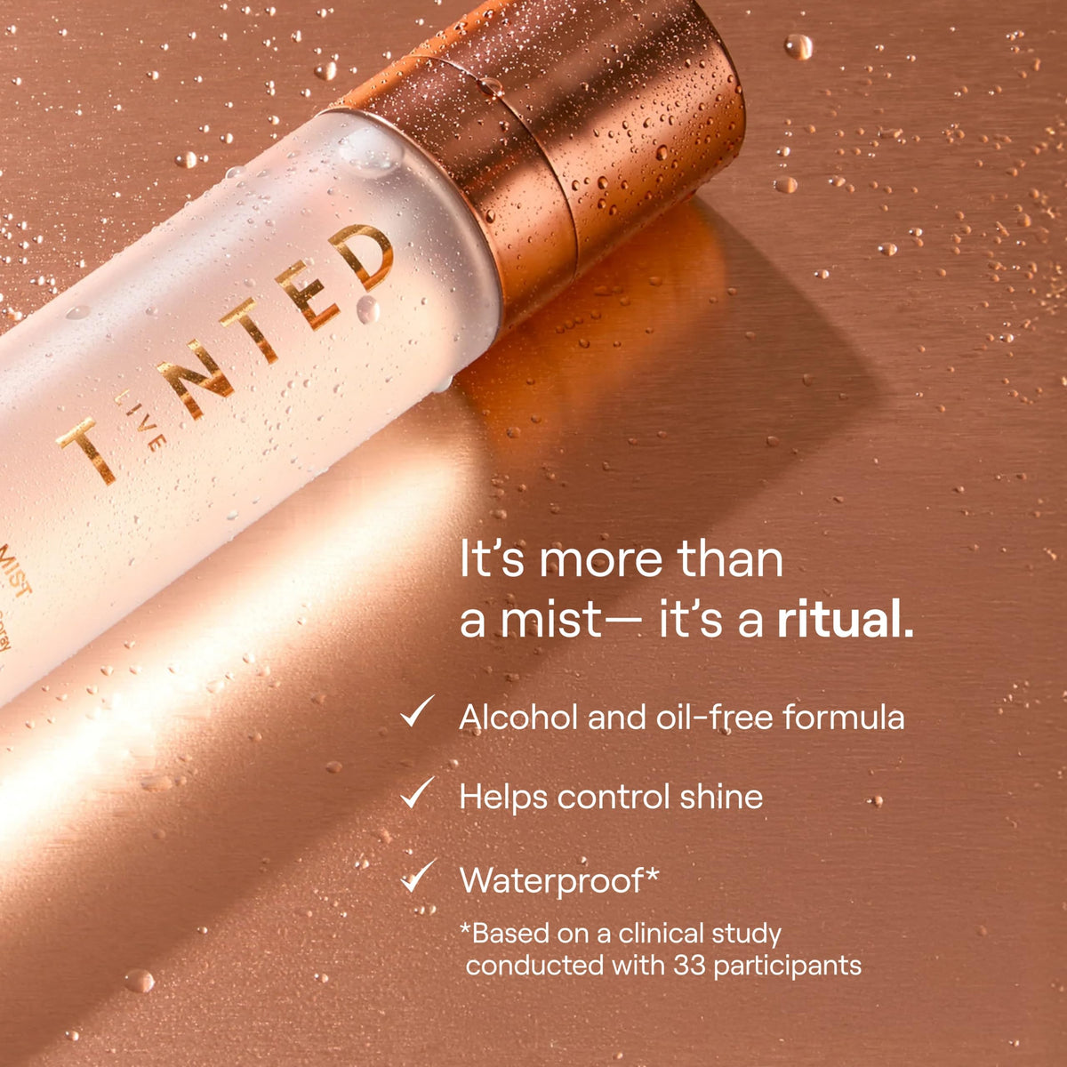 Live Tinted lotus water and hyaluronic acid close-up highlighting soothing hydration