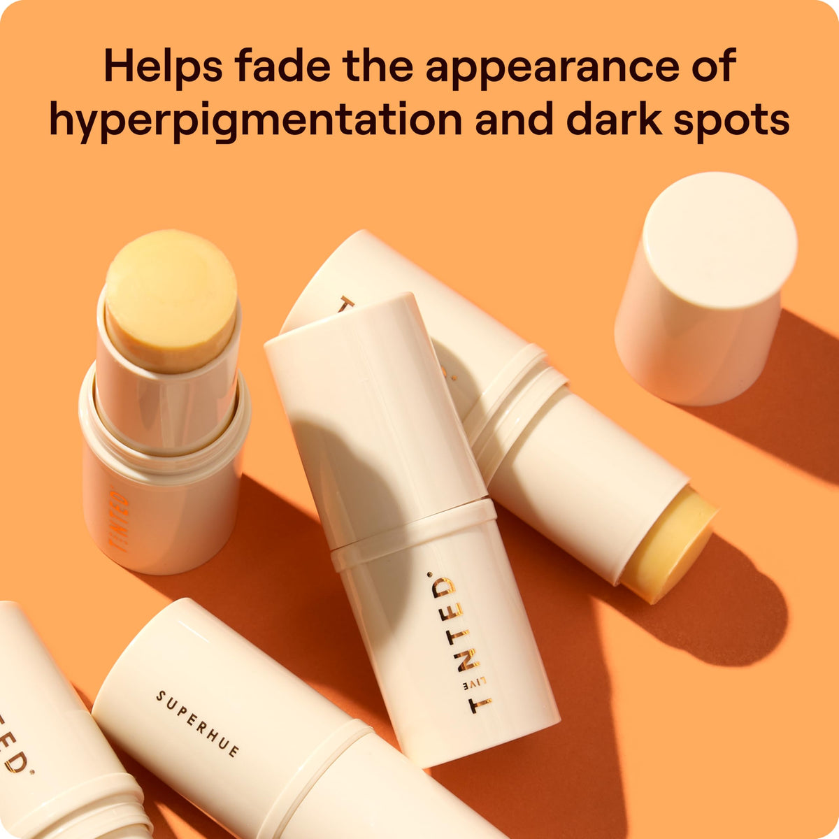Live Tinted Superhue stick with cap open displaying twist-up balm applicator