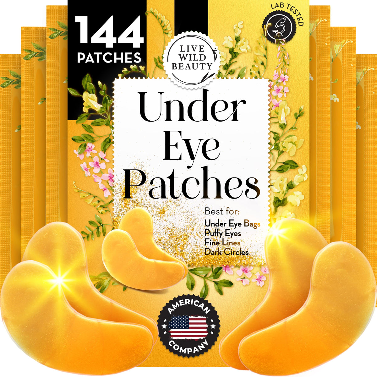 Live Wild Beauty front packaging showing full 144-patch set and benefits
