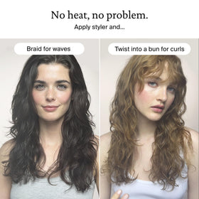 Living Proof used outdoors in humidity test showing long-lasting frizz control benefit