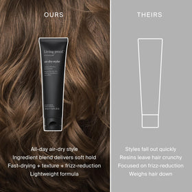Living Proof applied to damp hair being scrunched to show enhanced natural texture benefit