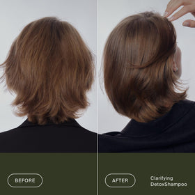 Living Proof label detail highlighting product name and clarifying promise