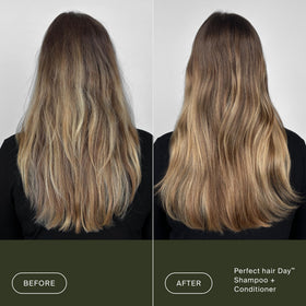 Living Proof applying conditioner to wet hair for improved detangling benefit