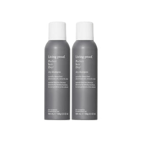 Living Proof front packaging of dry shampoo showing clean branding and formula benefit