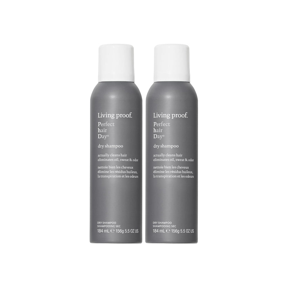 Living Proof front packaging of dry shampoo showing clean branding and formula benefit