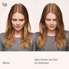 Application at roots showing Living Proof absorbing oil for visibly refreshed hair