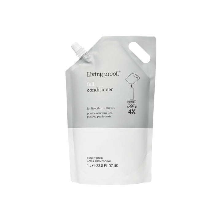 Living Proof front pump bottle showing product and easy dispensing benefit