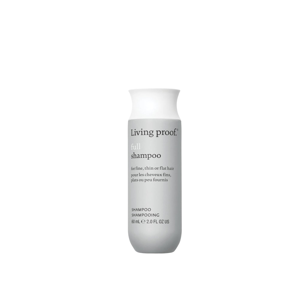 Living Proof full shampoo front packaging shows volume benefits
