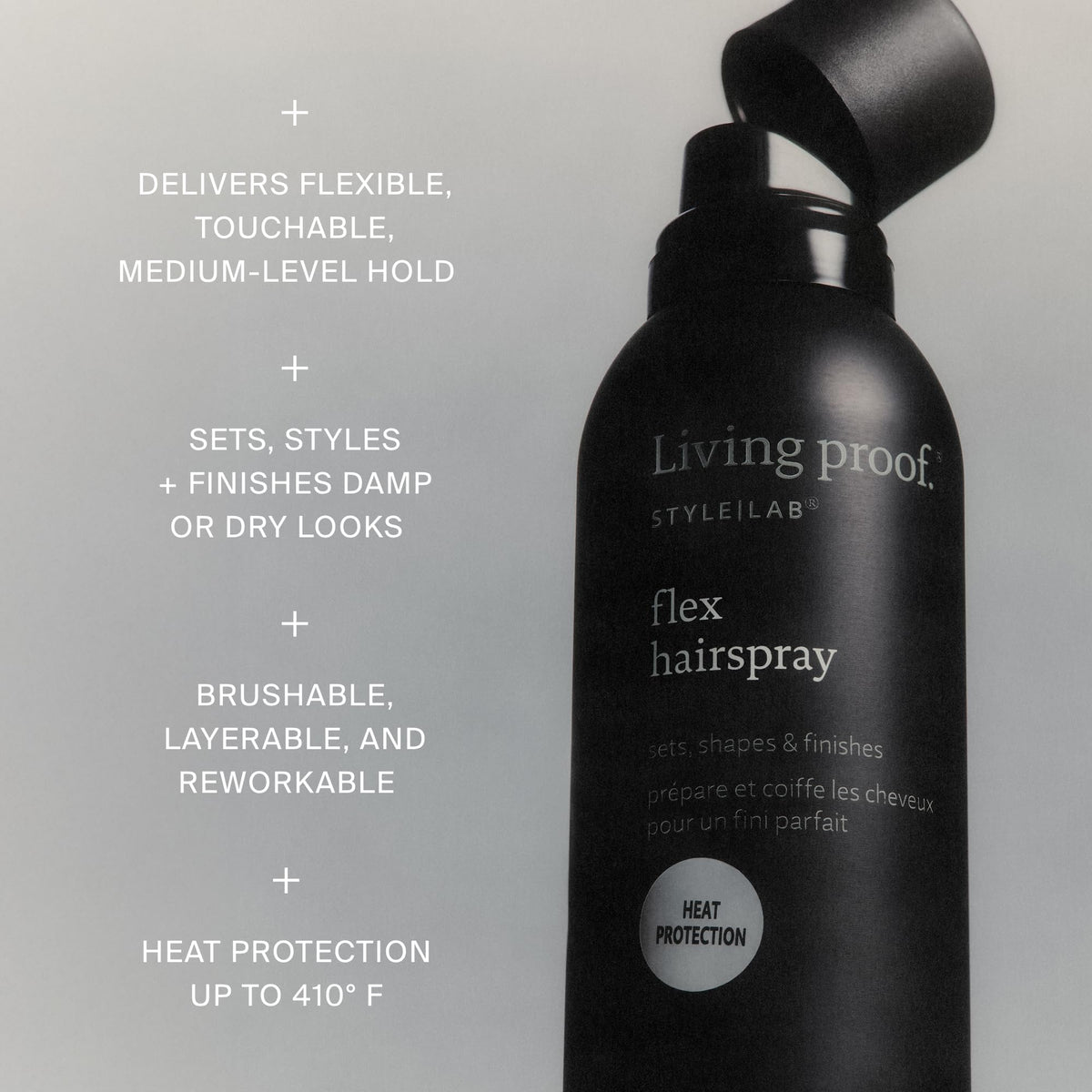 Living Proof label detail showing product directions and caring benefits