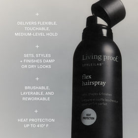 Living Proof label detail showing product directions and caring benefits