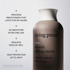 Living Proof applied to towel-dried hair showing easier detangling and styling