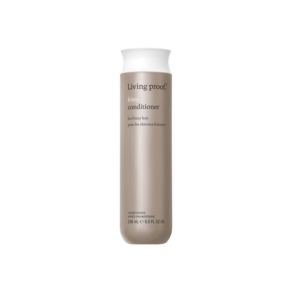 Living Proof front bottle showing label and benefits for frizz control
