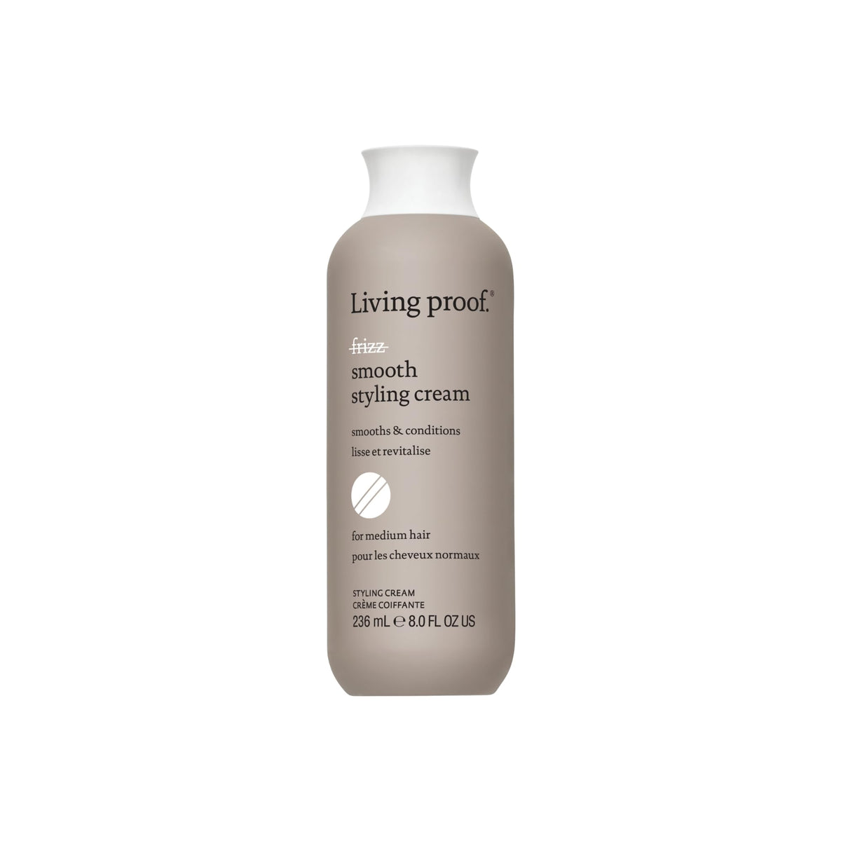 Living Proof product front packaging showing brand and sleek design benefit