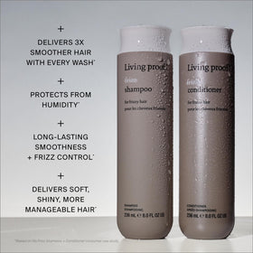 Living Proof before and after hair showing reduced frizz and improved manageability
