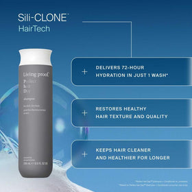 Living Proof Perfect hair Day shampoo bottle closeup showing gentle cleansing