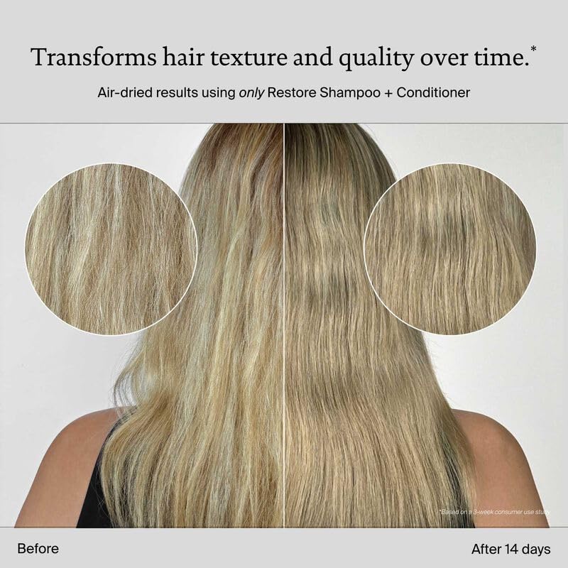 Living Proof Restore Shampoo and Conditioner open caps showing lightweight texture