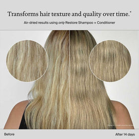 Living Proof Restore Shampoo and Conditioner open caps showing lightweight texture