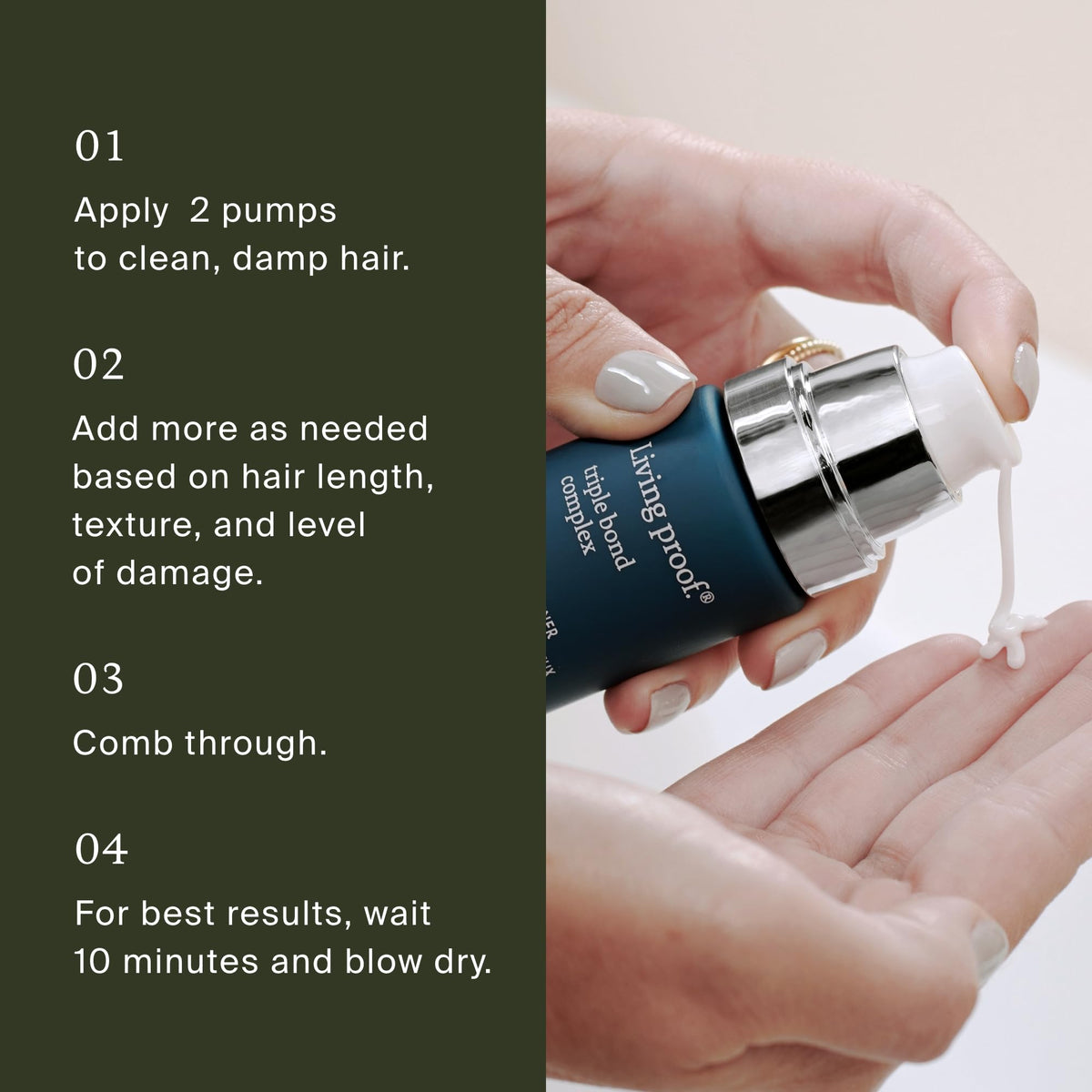 Living Proof on a bathroom vanity in a lifestyle scene for everyday at-home treatment use
