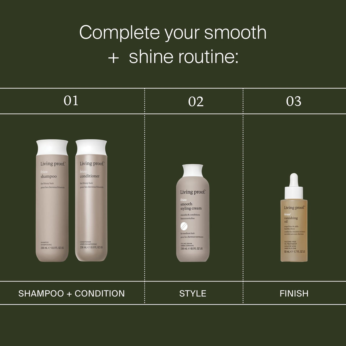 Living Proof model outdoors showcasing frizz control in humid conditions