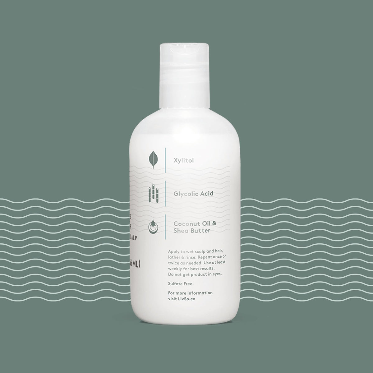 LivSo shampoo texture closeup showing creamy lather for gentle hydration