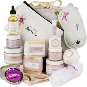 lizush front packaging lavender gift box showing complete spa set benefit relaxation