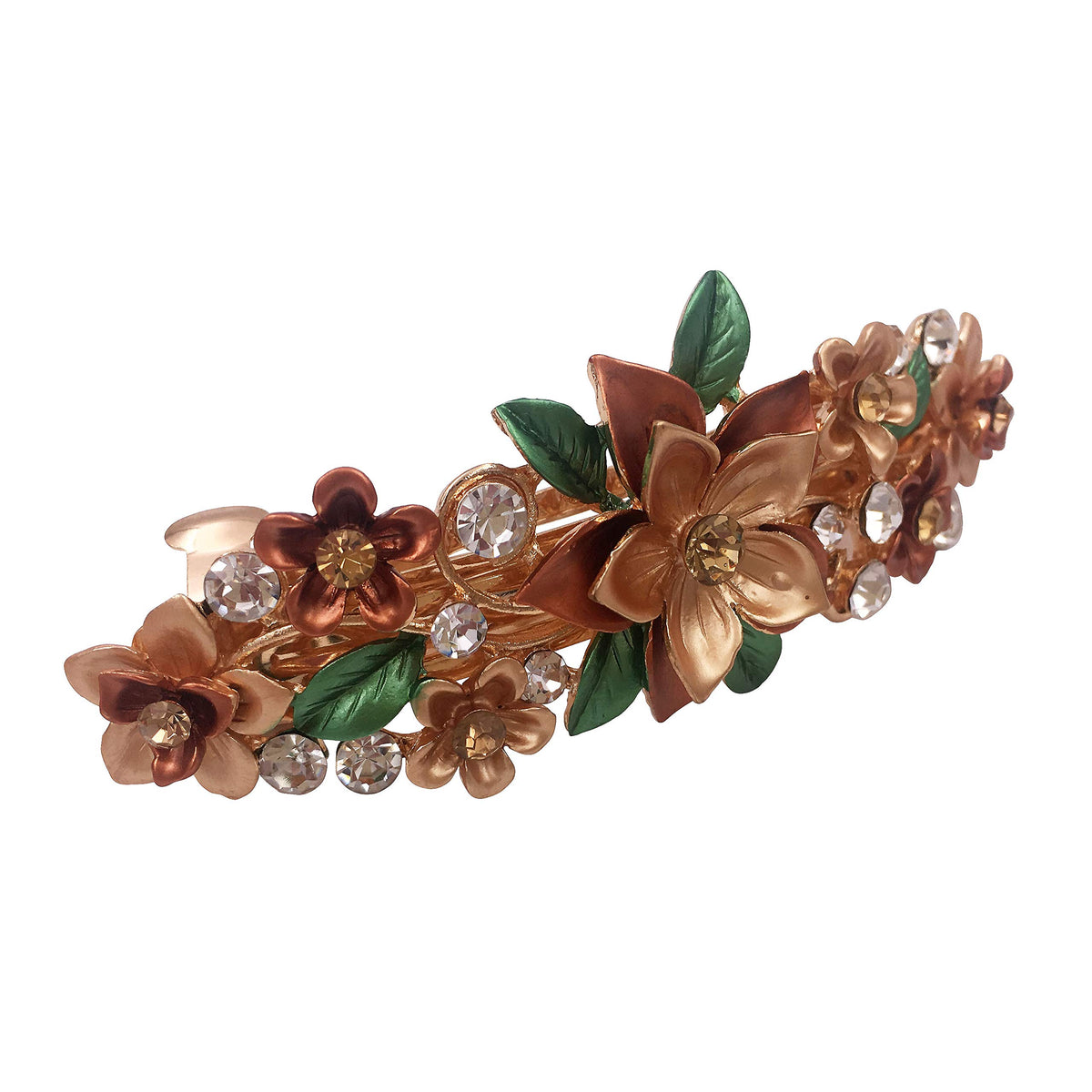Lizzie Kay close-up of rhinestones and metal finish, highlights sparkle and craftsmanship
