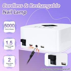 LKE charging port and battery area displaying cordless rechargeable convenience