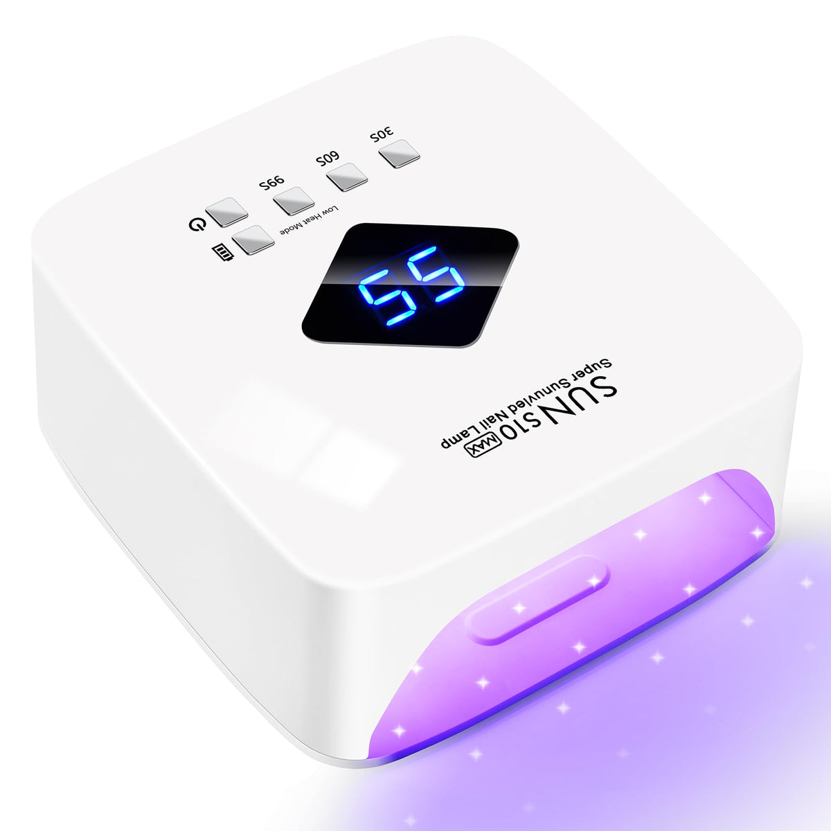 LKE front view of 86W cordless UV nail lamp showing design and fast curing benefit