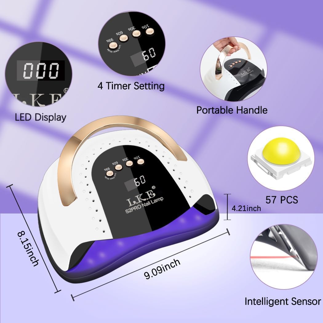 LKE hand placed inside lamp curing gel polish fast with automatic sensor activation