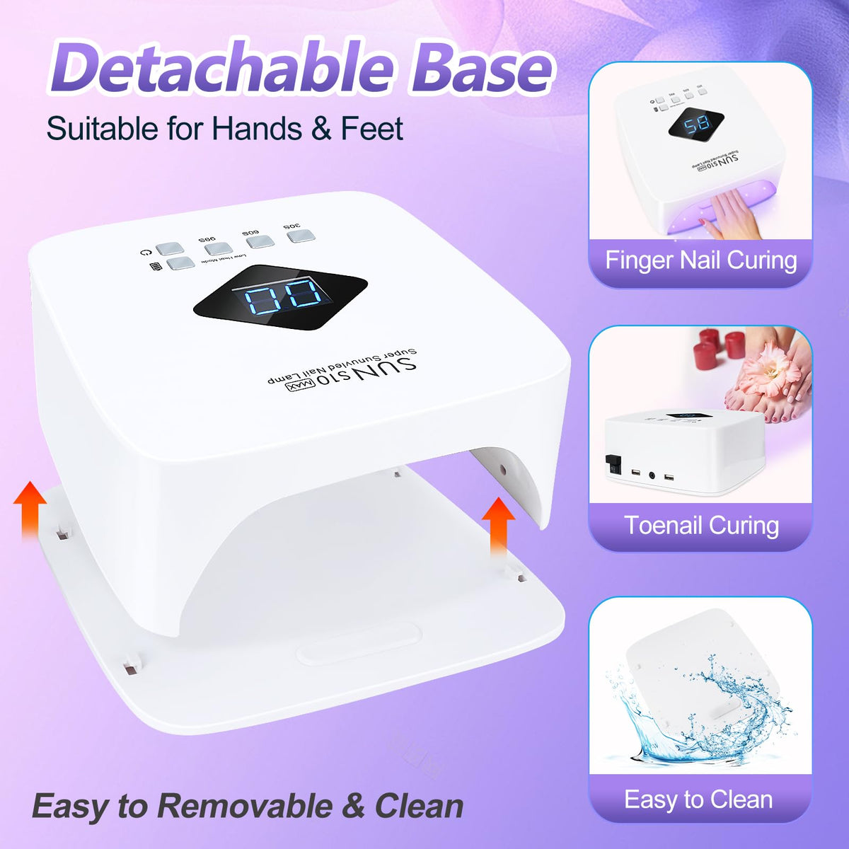 LKE curing hands inside lamp illustrating quick gel set benefit