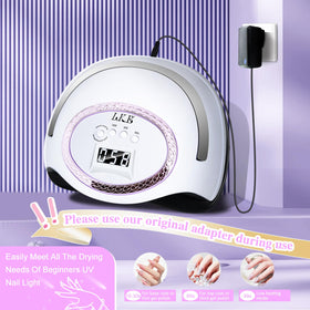 LKE lamp curing nails during manicure for faster salon-quality results