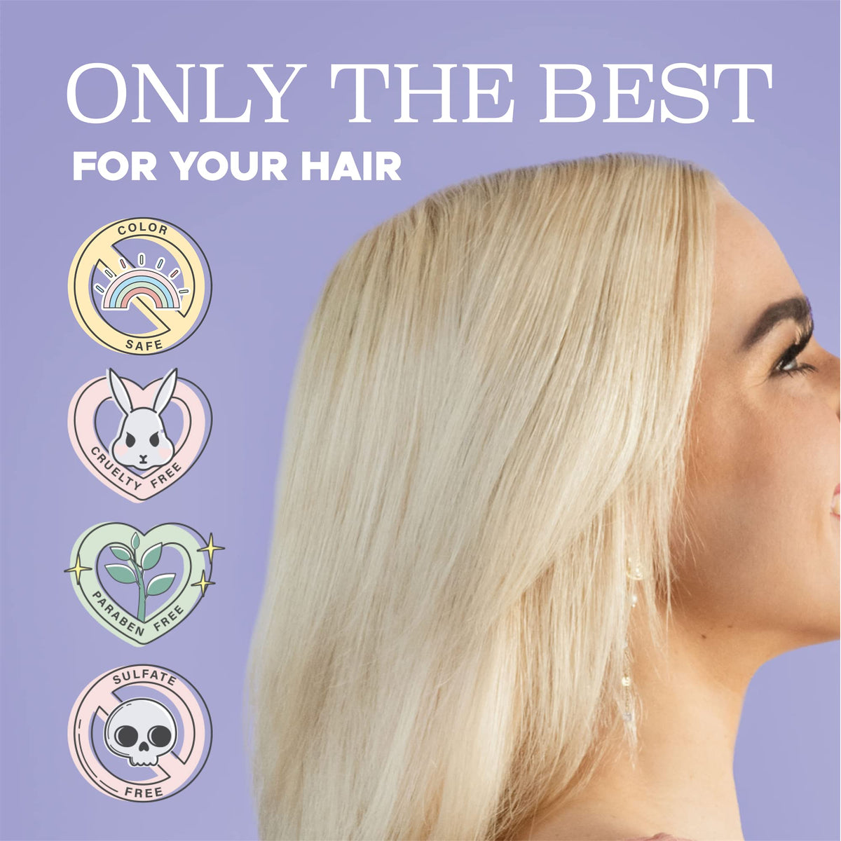 L LUSETA being applied to wet blonde hair showing easy toning and hydration benefit