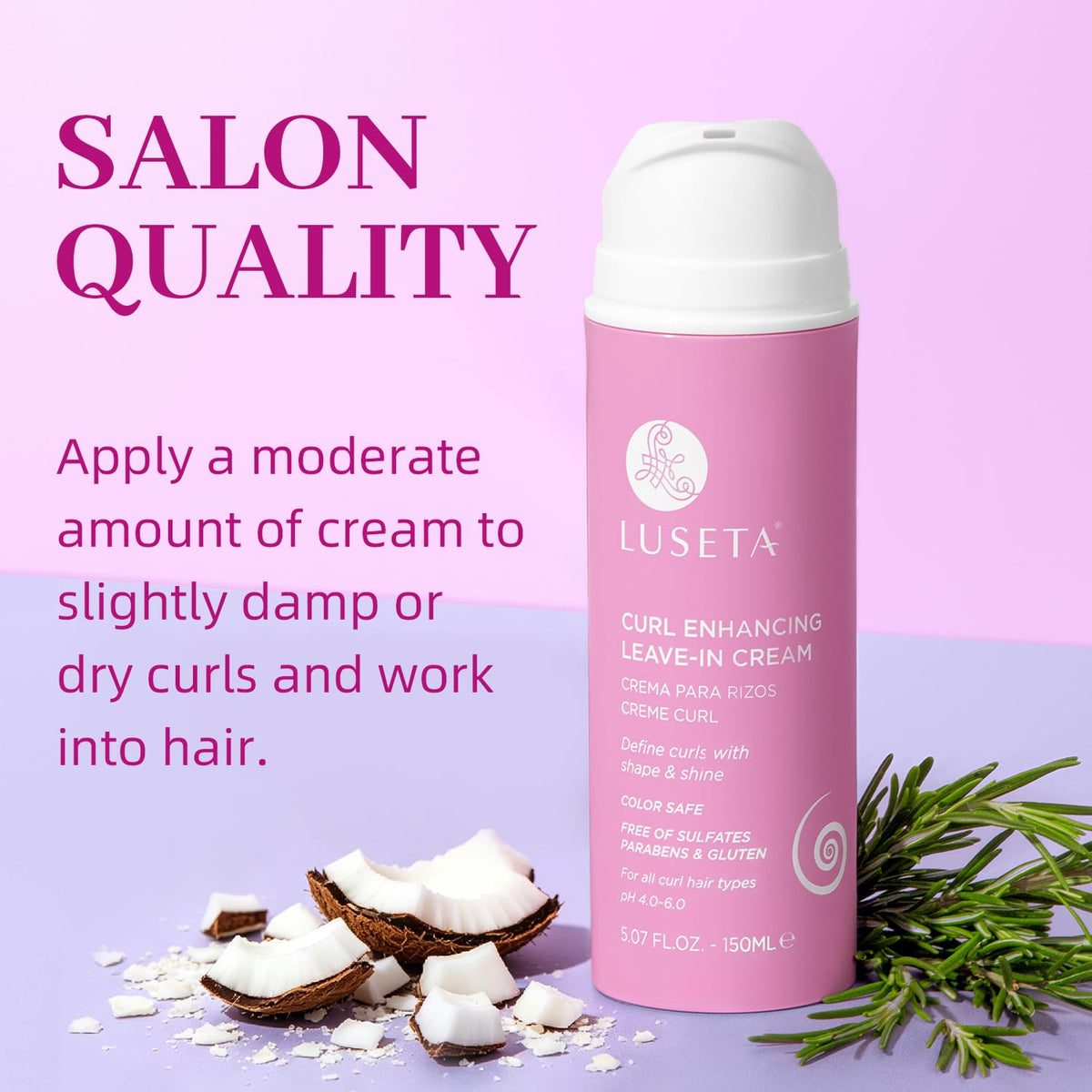 L LUSETA before and after curls showing improved definition and shine