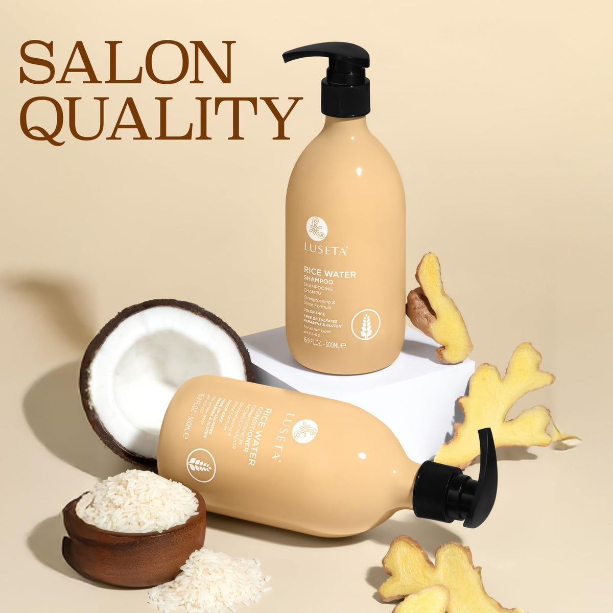 L LUSETA conditioner creamy texture on hair strand for smooth detangling