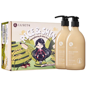 L LUSETA front packaging rice water set showing both bottles and benefits